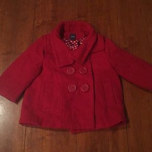 Baby gap red pea coat with cute liner